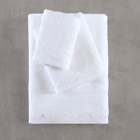 Σετ Πετσέτες 3 Τεμαχίων Rythmos Hypatia Λευκο 30x50,50x90,80x150