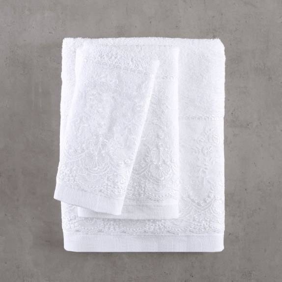 Σετ Πετσέτες 3 Τεμαχίων Rythmos Dione Λευκο...