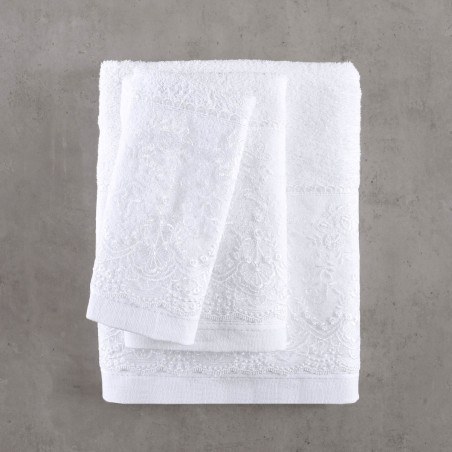 Σετ Πετσέτες 3 Τεμαχίων Rythmos Dione Λευκο 30x50,50x90,80x150
