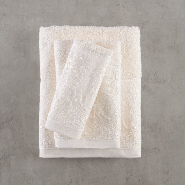 Σετ Πετσέτες 3 Τεμαχίων Rythmos Dione Λευκο...