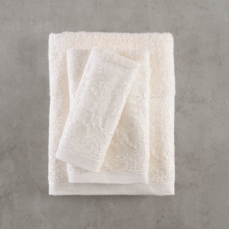 Σετ Πετσέτες 3 Τεμαχίων Rythmos Dione Λευκο 30x50,50x90,80x150