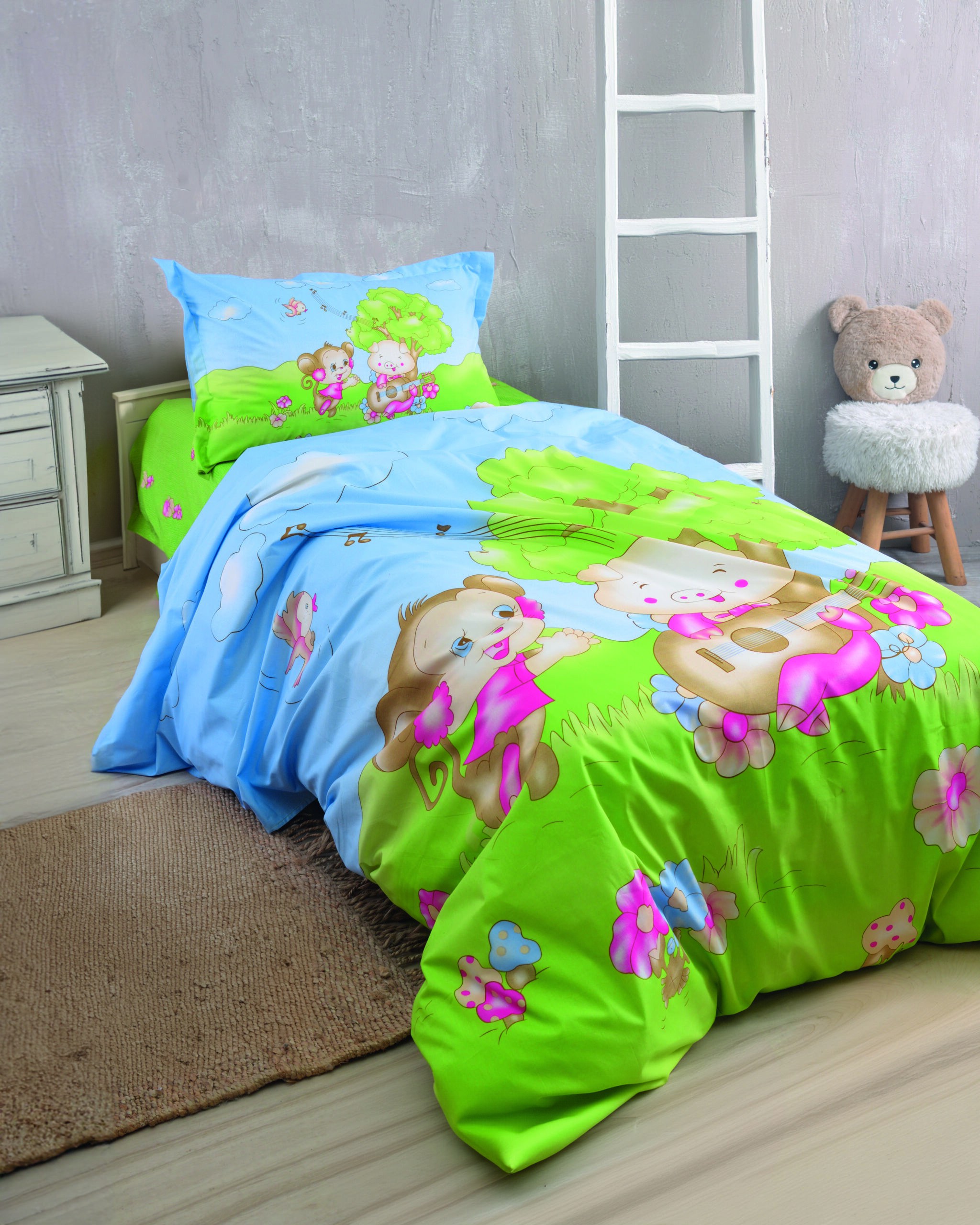 Σετ Παιδική Παπλωματοθήκη Μονή 2 Τεμαχίων Rythmos Chicaboo Μπλε 160x240