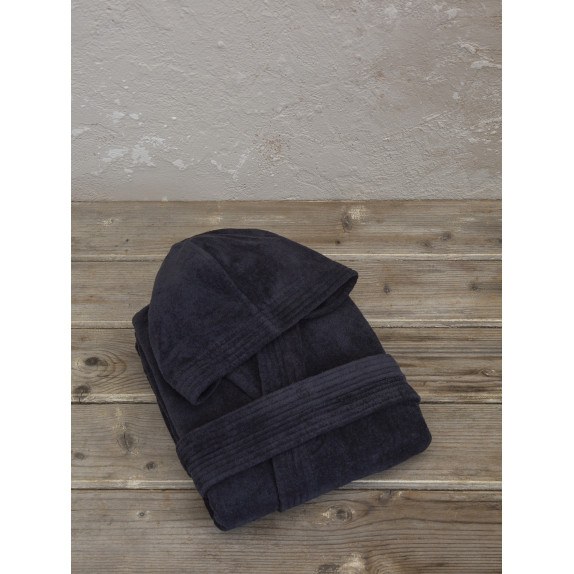 Μπουρνούζι Nima με κουκούλα Zen Medium Total Black