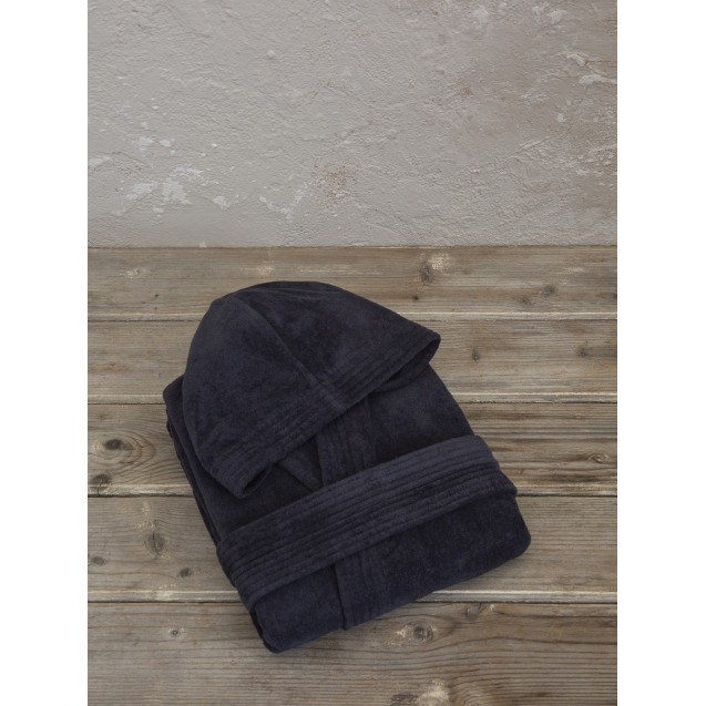 Μπουρνούζι Nima με κουκούλα Zen Medium Total Black