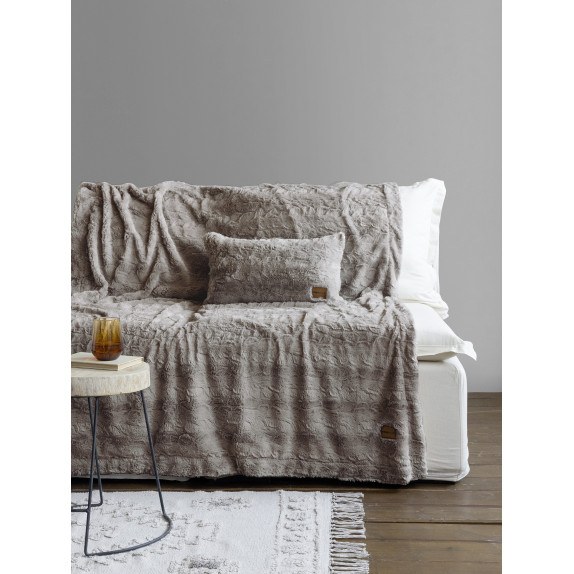 Κουβέρτα καναπέ Nima Velure Cigar Beige 130x170
