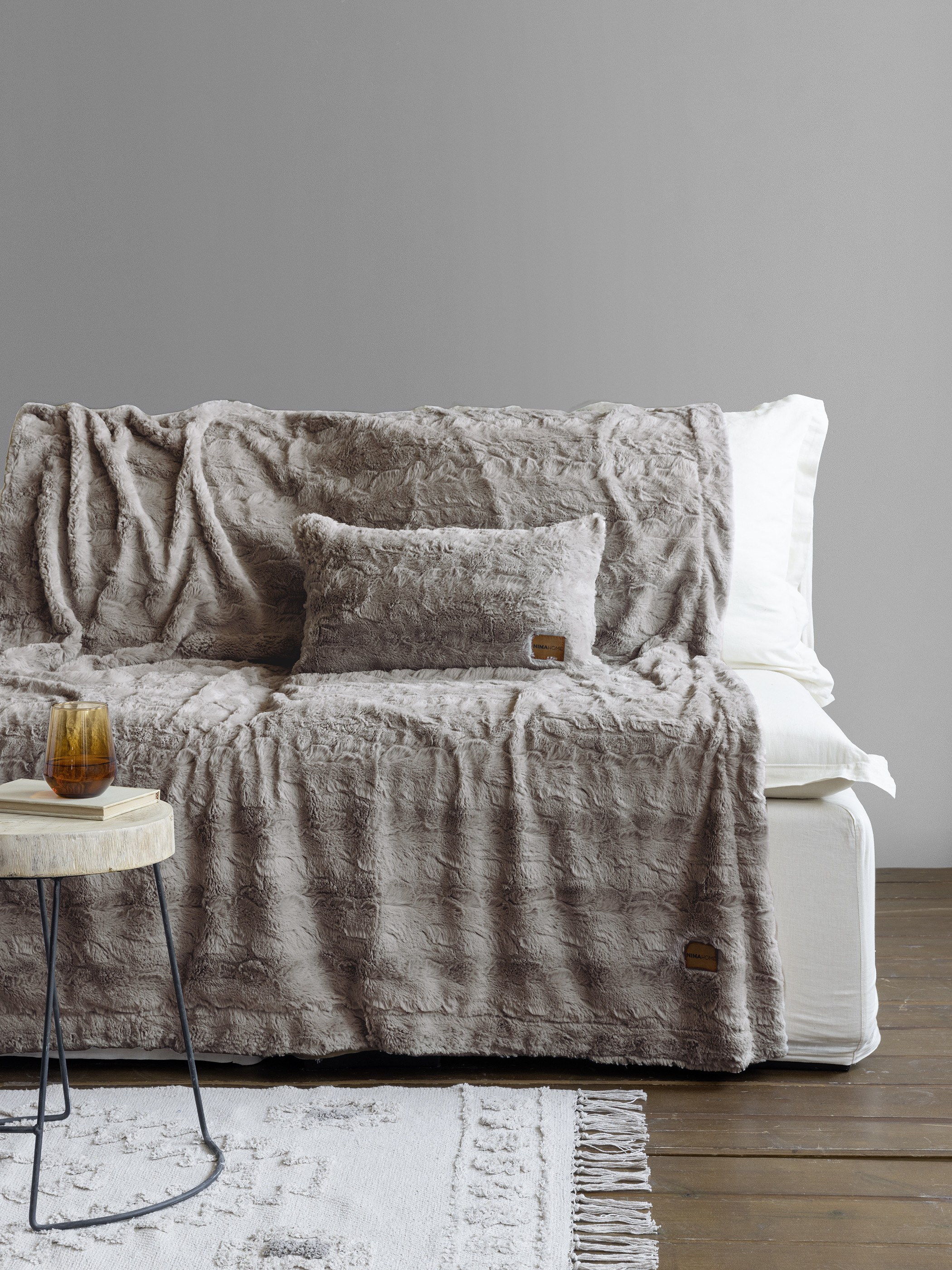 Κουβέρτα καναπέ Nima Velure Cigar Beige 130x170