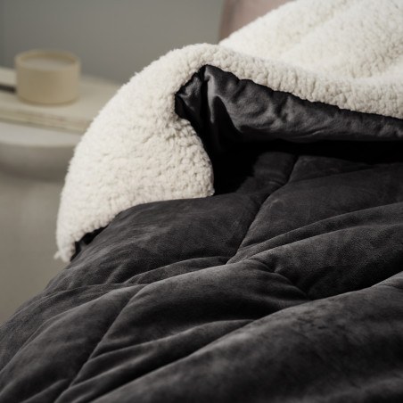Κουβερτοπάπλωμα Υπέρδιπλο με Γούνα Gofis Home Teddy Graphite Black 407/45 235x245