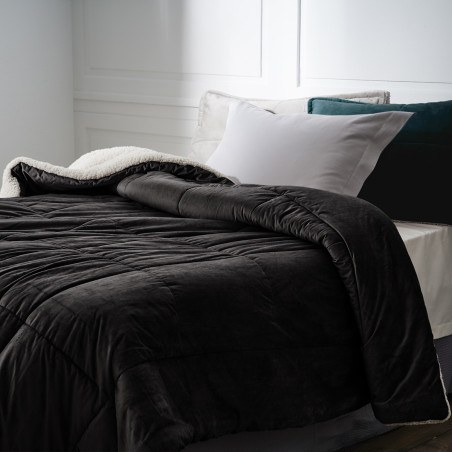 Κουβερτοπάπλωμα Υπέρδιπλο με Γούνα Gofis Home Teddy Graphite Black 407/45 235x245
