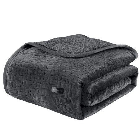 Σετ Κουβέρτα Βελουτέ Υπέρδιπλη και Μαξιλαροθήκη Διακόσμησης Guy Laroche Bolzano Anthracite 220x240