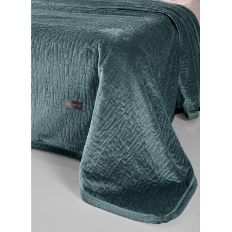 Σετ Κουβέρτα Βελουτέ Υπέρδιπλη και Μαξιλαροθήκη Διακόσμησης Guy Laroche Bolzano Emerald 220x240