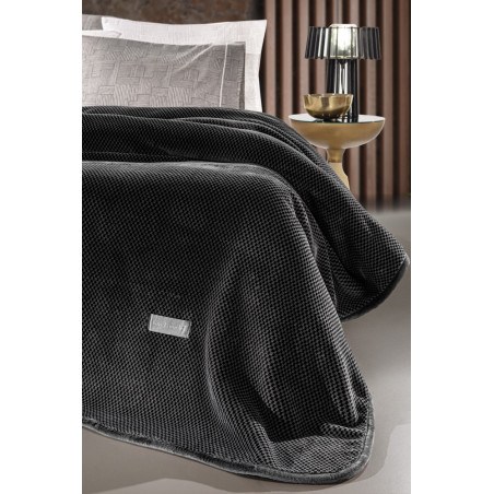 Κουβέρτα Βελουτέ Υπέρδιπλη Guy Laroche Cheval Anthracite 220x240