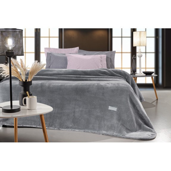 Κουβέρτα Βελουτέ Μονή Guy Laroche Cheval Silver 160x220