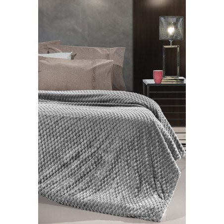 Σετ Κουβέρτα Fleece Υπέρδιπλη και Μαξιλαροθήκη Διακόσμησης Guy Laroche Smoothie Anthracite 220x240