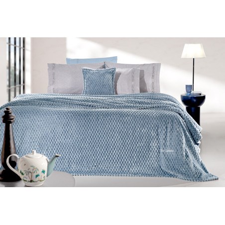 Σετ Κουβέρτα Fleece Υπέρδιπλη και Μαξιλαροθήκη Διακόσμησης Guy Laroche Smoothie Blue 220x240