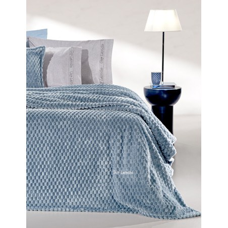 Σετ Κουβέρτα Fleece Υπέρδιπλη και Μαξιλαροθήκη Διακόσμησης Guy Laroche Smoothie Blue 220x240