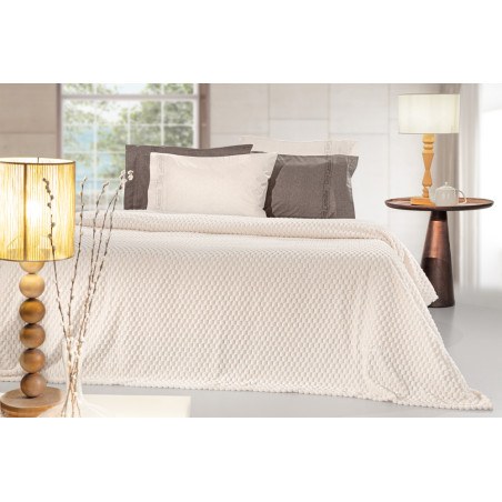 Σετ Κουβέρτα Fleece Υπέρδιπλη και Μαξιλαροθήκη Διακόσμησης Guy Laroche Smoothie Ivory 220x240