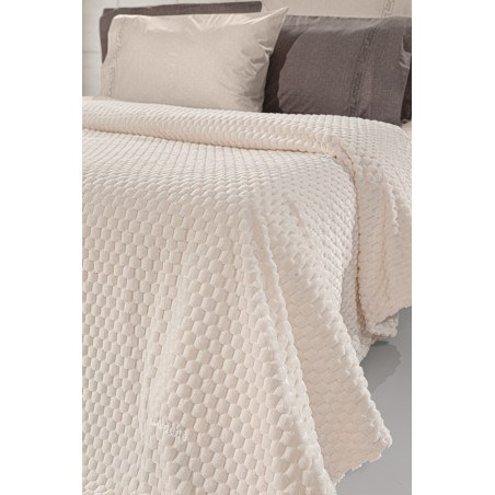 Σετ Κουβέρτα Fleece Υπέρδιπλη και Μαξιλαροθήκη Διακόσμησης Guy Laroche Smoothie Ivory 220x240