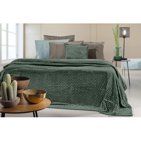 Σετ Κουβέρτα Fleece Υπέρδιπλη και Μαξιλαροθήκη Διακόσμησης Guy Laroche Smoothie Pesto 220x240