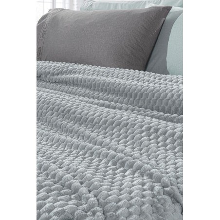 Σετ Κουβέρτα Fleece Μονή και Μαξιλαροθήκη Διακόσμησης Guy Laroche Smoothie Silver 160x220