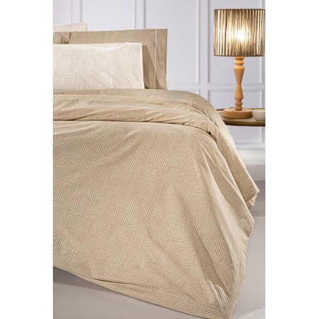 Σετ Παπλωματοθήκη Υπέρδιπλη 3 Τεμαχίων Guy Laroche Stencil Mocca 225x245