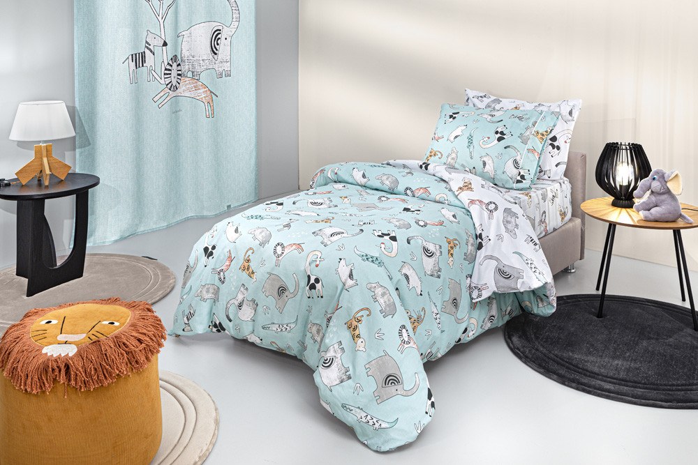 Σετ Παιδική Παπλωματοθήκη Μονή 2 Τεμαχίων Guy Laroche Zootopia Aqua Grey 165x255