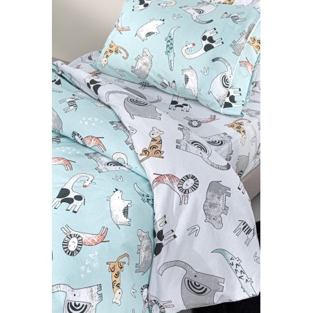 Σετ Παιδική Παπλωματοθήκη Μονή 2 Τεμαχίων Guy Laroche Zootopia Aqua Grey 165x255