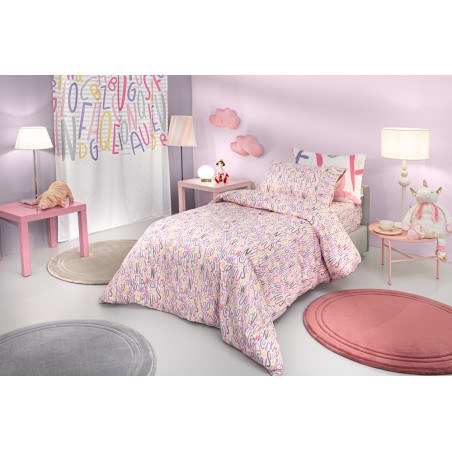 Σετ Παιδικά Σεντόνια Μονά 3 Τεμαχίων Guy Laroche Letters Pink 165x250