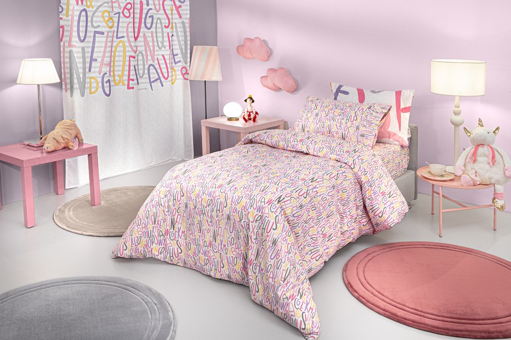 Σετ Παιδικά Σεντόνια Μονά 3 Τεμαχίων Guy Laroche Letters Pink 165x250