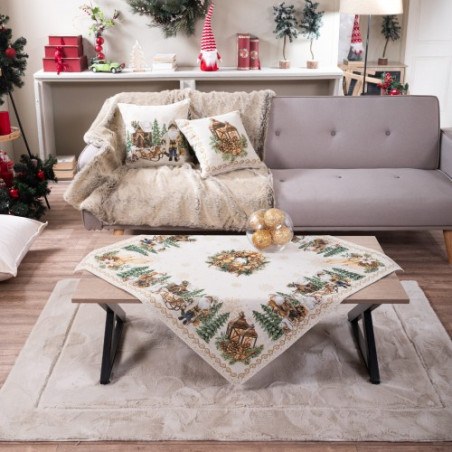 Χριστουγεννιάτικο Καρέ & Τραβέρσα Teoran  Doren (Σετ 2τεμ-) - 100x100cm &amp 40x100cm