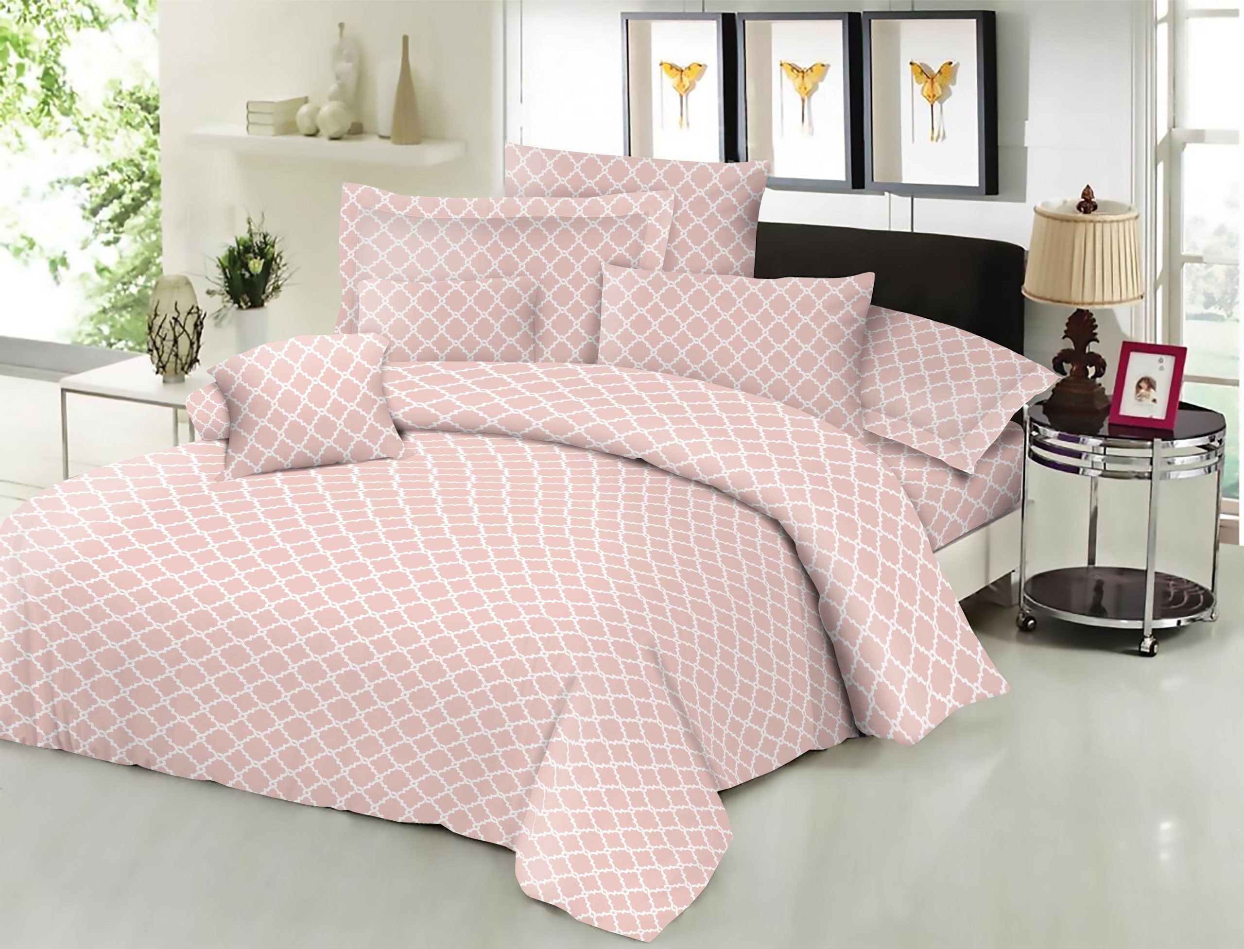 Σεντόνι ΚΟΜΒΟΣ Cotton Line NEW Printed Montana Peach Διπλό με λάστιχο 150x200+22