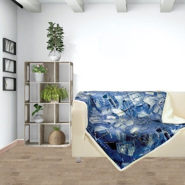 Κουβέρτα Fleece Καναπέ Das Home Print 370 Μπλε...