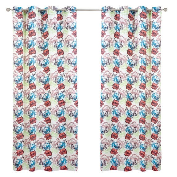 Κουρτίνα Das Home 2106 Εκρου-κεραμιδι-πετρολ-λαχανι 140χ260