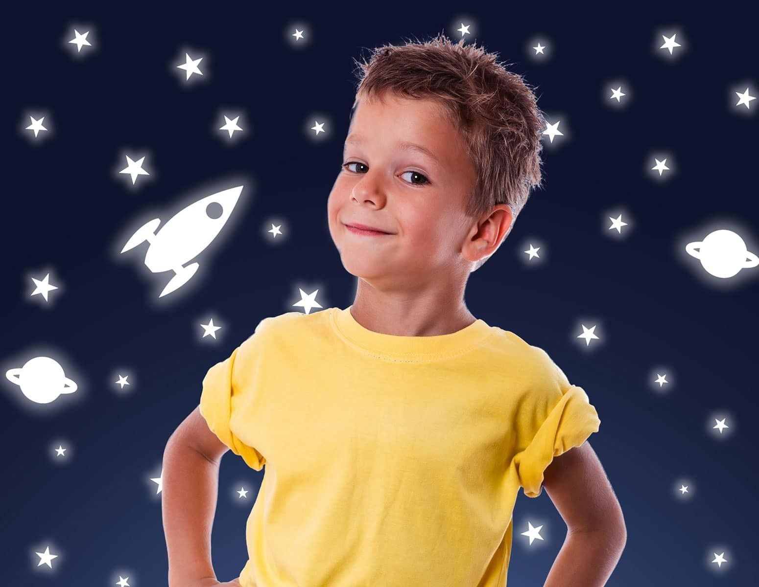 Αυτοκόλλητα Φωσφορίζοντα Ango Rocket & Stars Small 77226