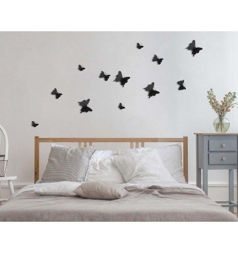 Αυτοκόλλητα 3D Πολυπροπυλενίου Ango Black Butterflies 24002