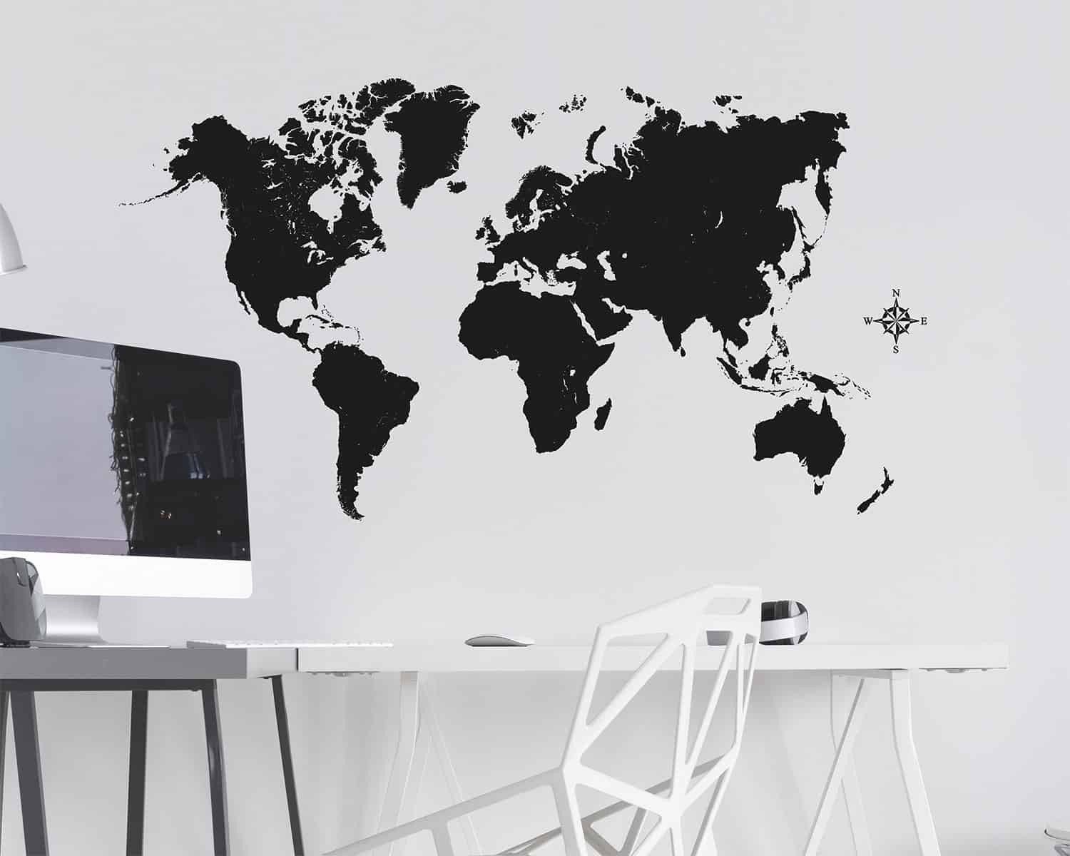 Αυτοκόλλητα Βινυλίου Large Για Τοίχο Ango Black Map 44214