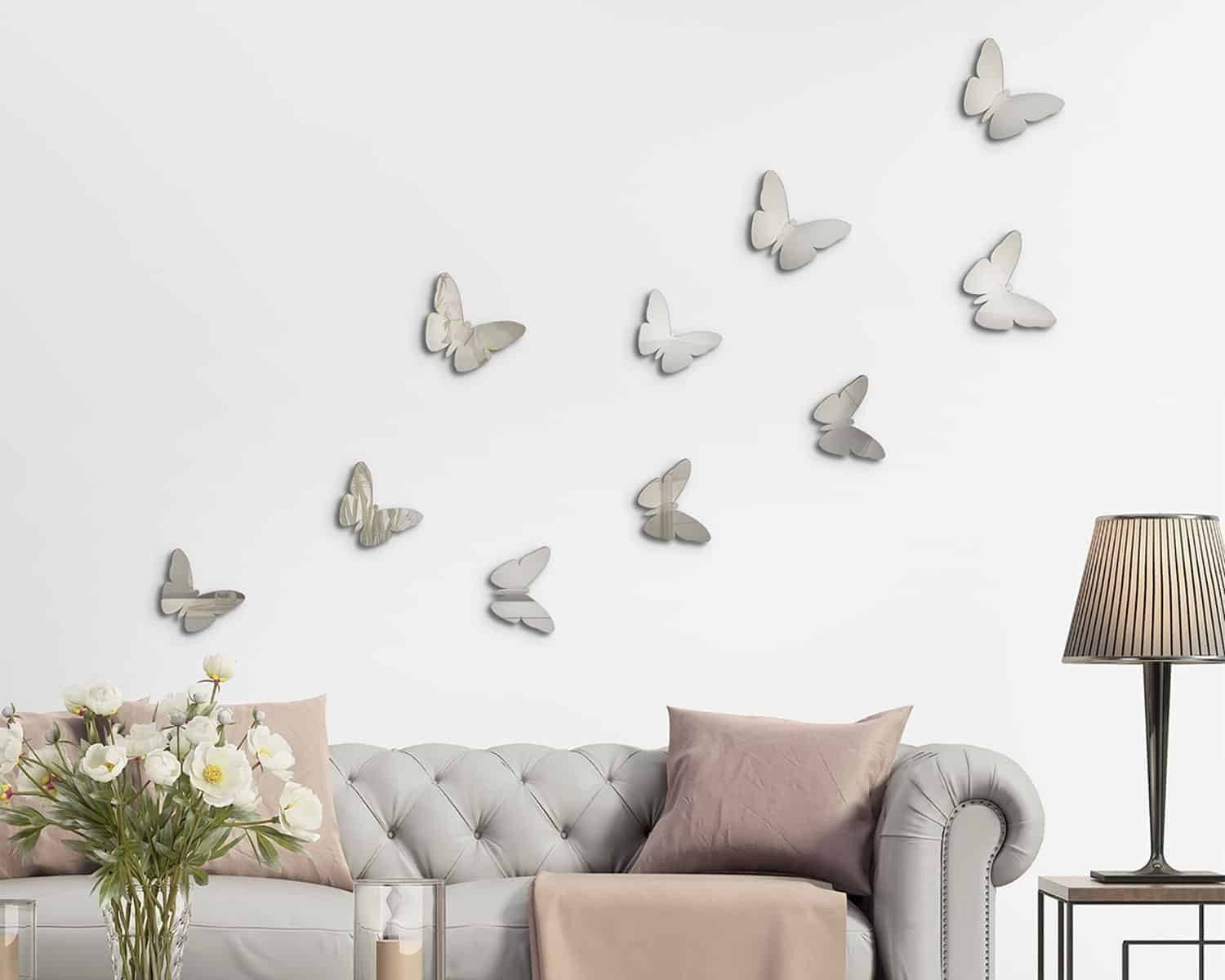 Αυτοκόλλητα 3D Πολυπροπυλενίου Ango Silver Butterflies 24012