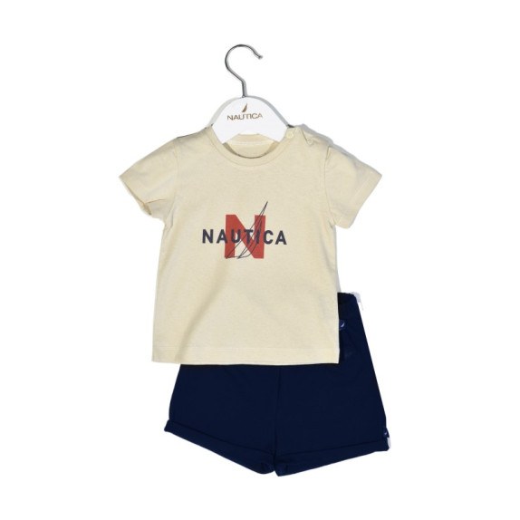 Nautica Des.14 Σετ T-Shirt & Shorts Jersey Beige/Navy...