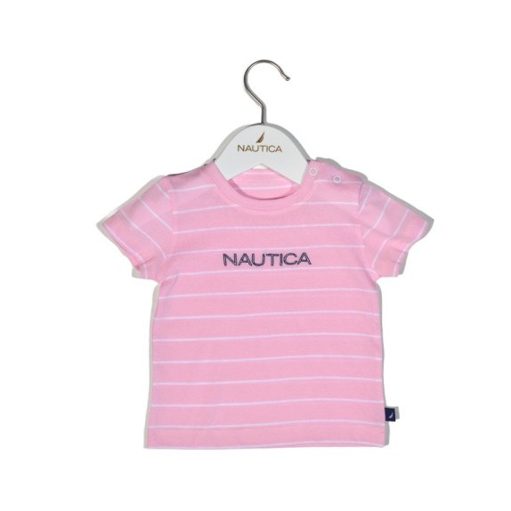 Nautica Des.12 T-Shirt  Jersey Organic Ροζ Ριγέ 80Cm 9-12...