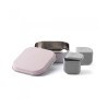Miniware Des.12 Δοχείο Φαγητού Inox Ροζ 15X15Cm Με 2 Αποθηκευτικά Δοχεία Σιλικόνης