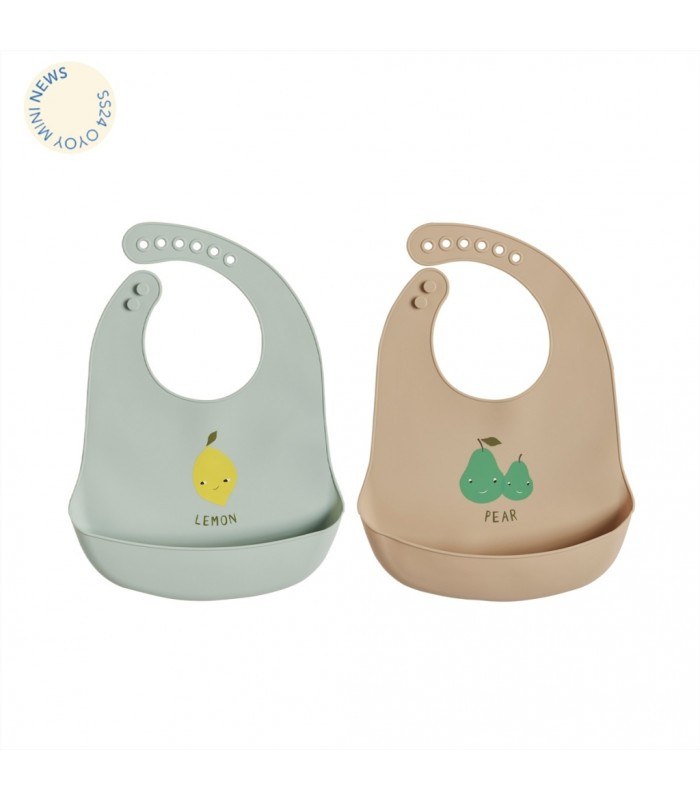 Σαλιάρες Σιλικόνης Σετ 2 Τεμ Lemon Oyoy