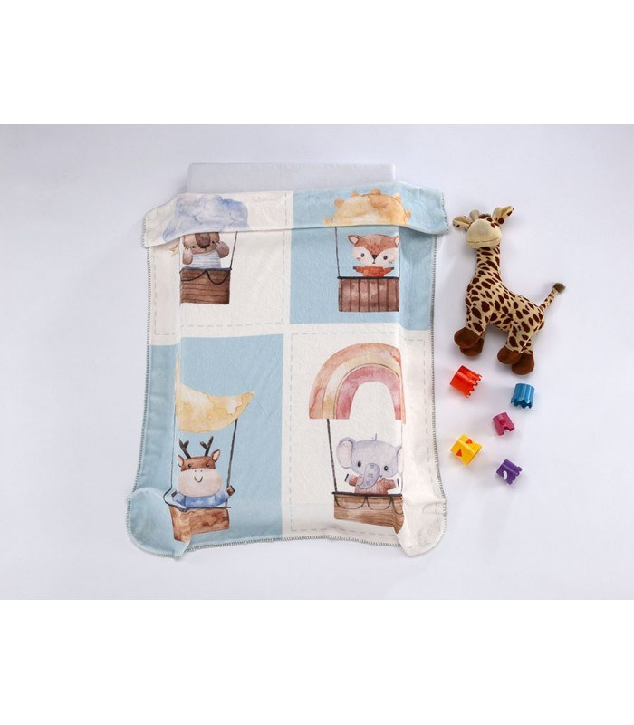 Κουβερτα Mora Lumpy 110Χ140 Γαλαζια Τετράγωνα 100% Pol