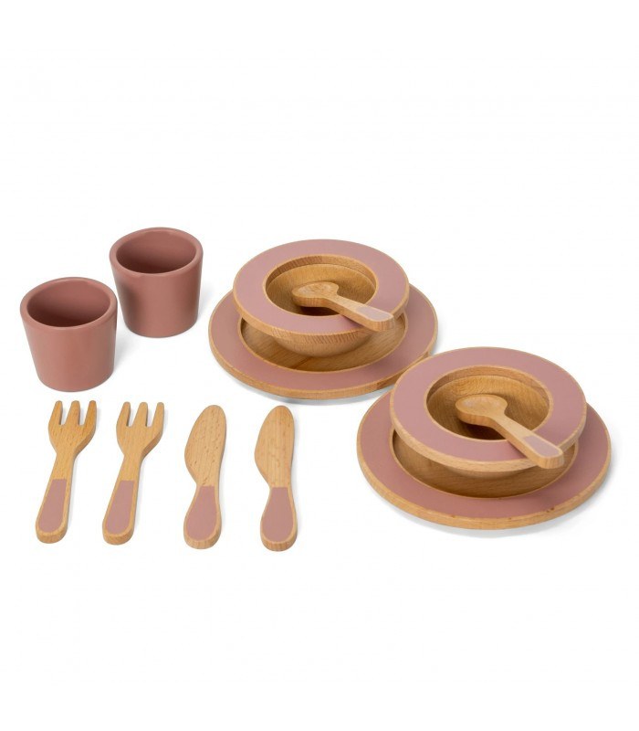 Σετ Φαγητού Ξύλινο Ροζ Mama Memo