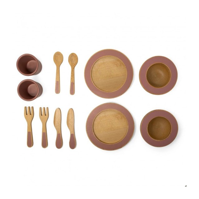 Σετ Φαγητού Ξύλινο Ροζ Mama Memo