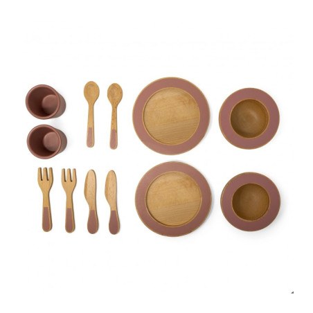 Σετ Φαγητού Ξύλινο Ροζ Mama Memo