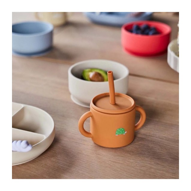 Ποτηράκι Σιλικόνης Με Καλαμάκι Enkei Κεραμιδι Oyoy