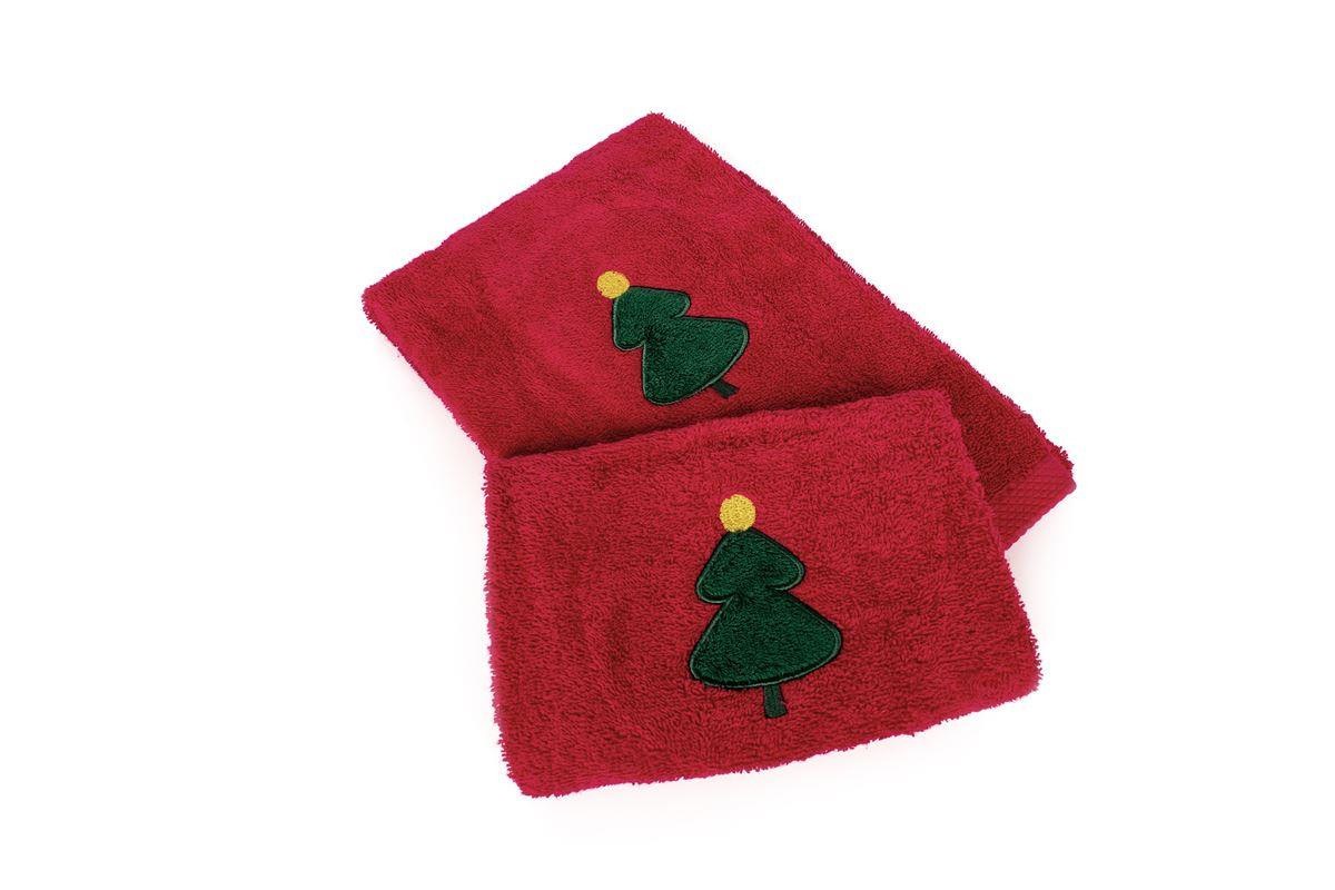 Χριστουγεννιάτικο Σετ Πετσέτες 2 τεμ Dimcol Christmas Tree Κόκκινο