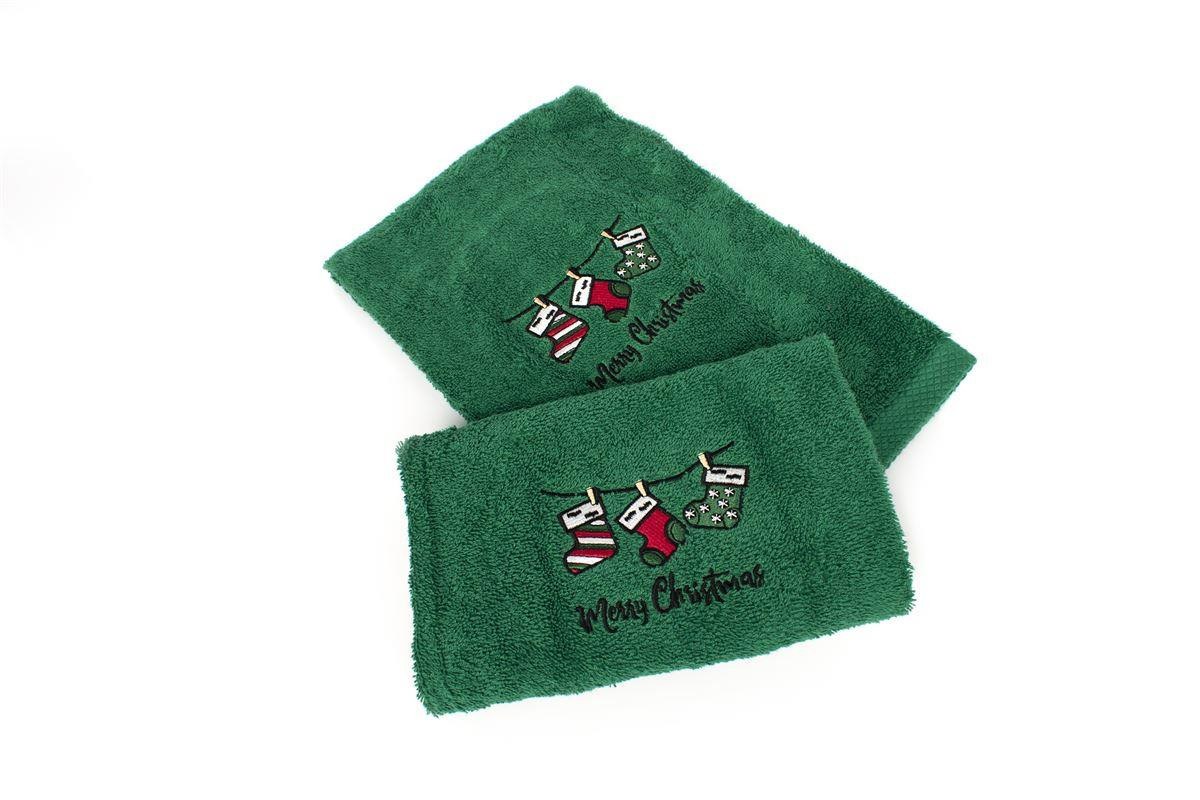 Χριστουγεννιάτικο Σετ Πετσέτες 2 τεμ Dimcol Christmas Socks Πράσινο