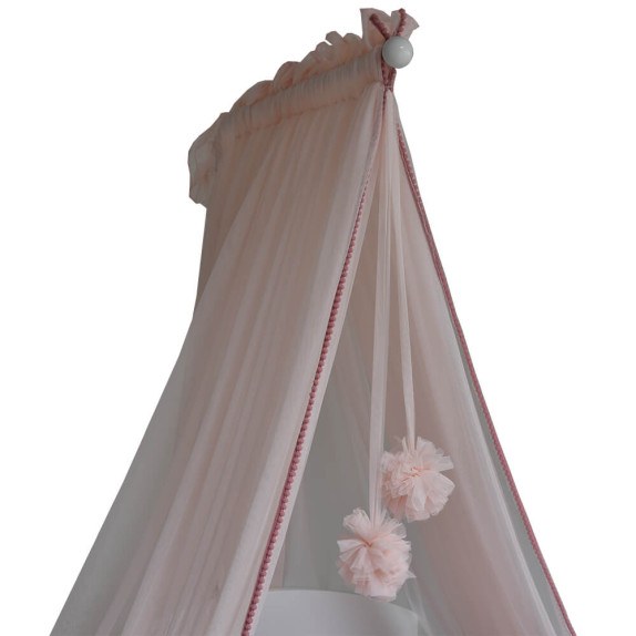 Κουνουπιέρα κρεβατιού με pom-pom Bebe Stars Pink 603-185