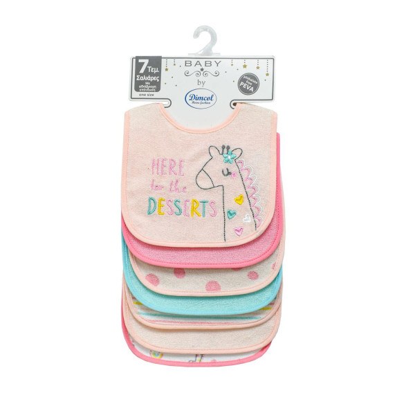 Σαλιάρα με Velcro Dimcol με Αδιάβροχη Επένδυση Σετ 7 Τεμ-...