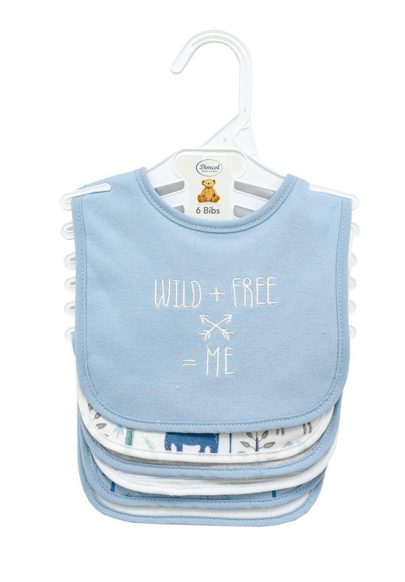 Dimcol Σαλιάρα Interlock & Επένδυση Terry με Velcro Dimcol Σετ 6 Τεμ- Wild 23 30x20 Sky Blue